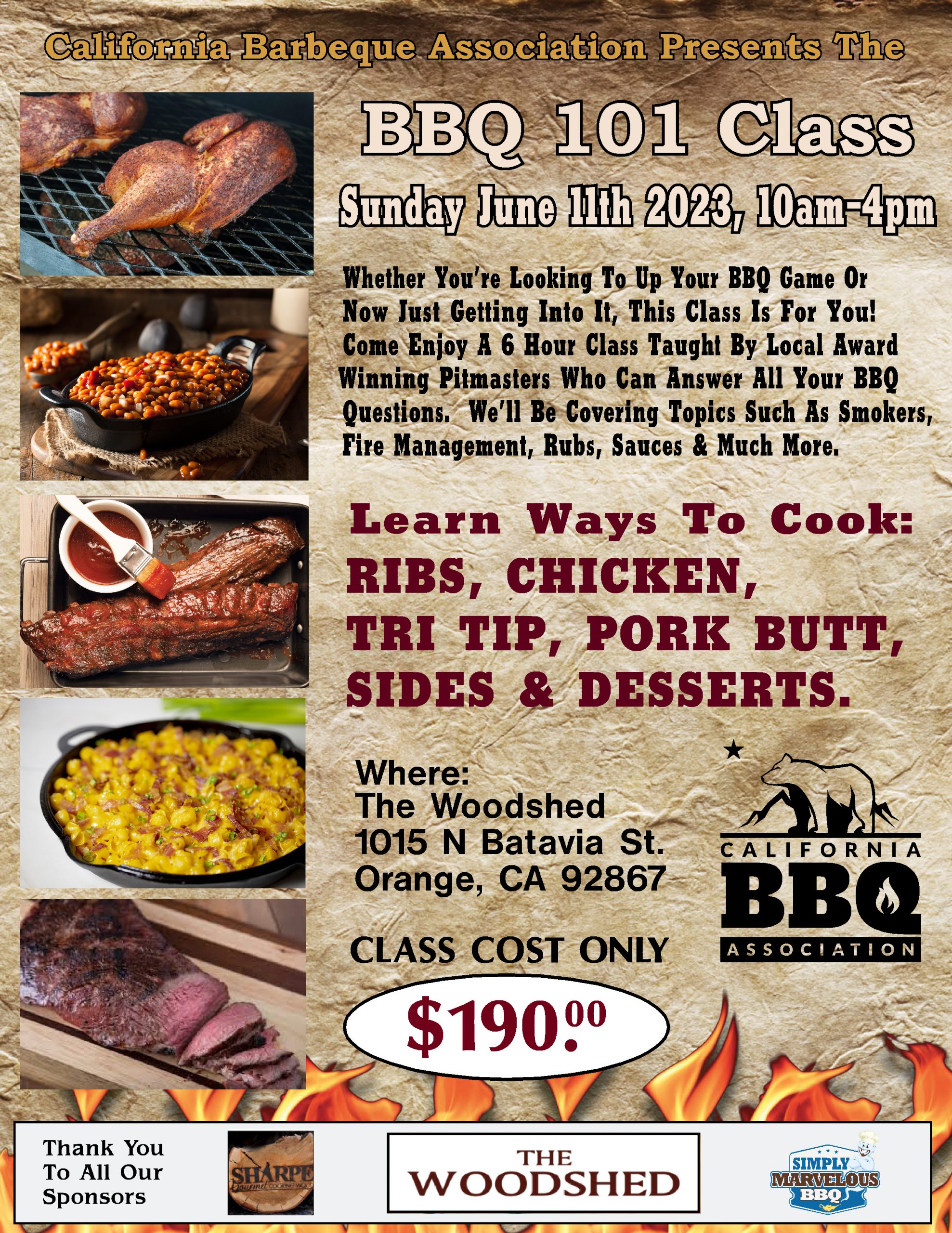 Ticket: 101 Class 2023/06/11 – 2023/06/11 – California BBQ